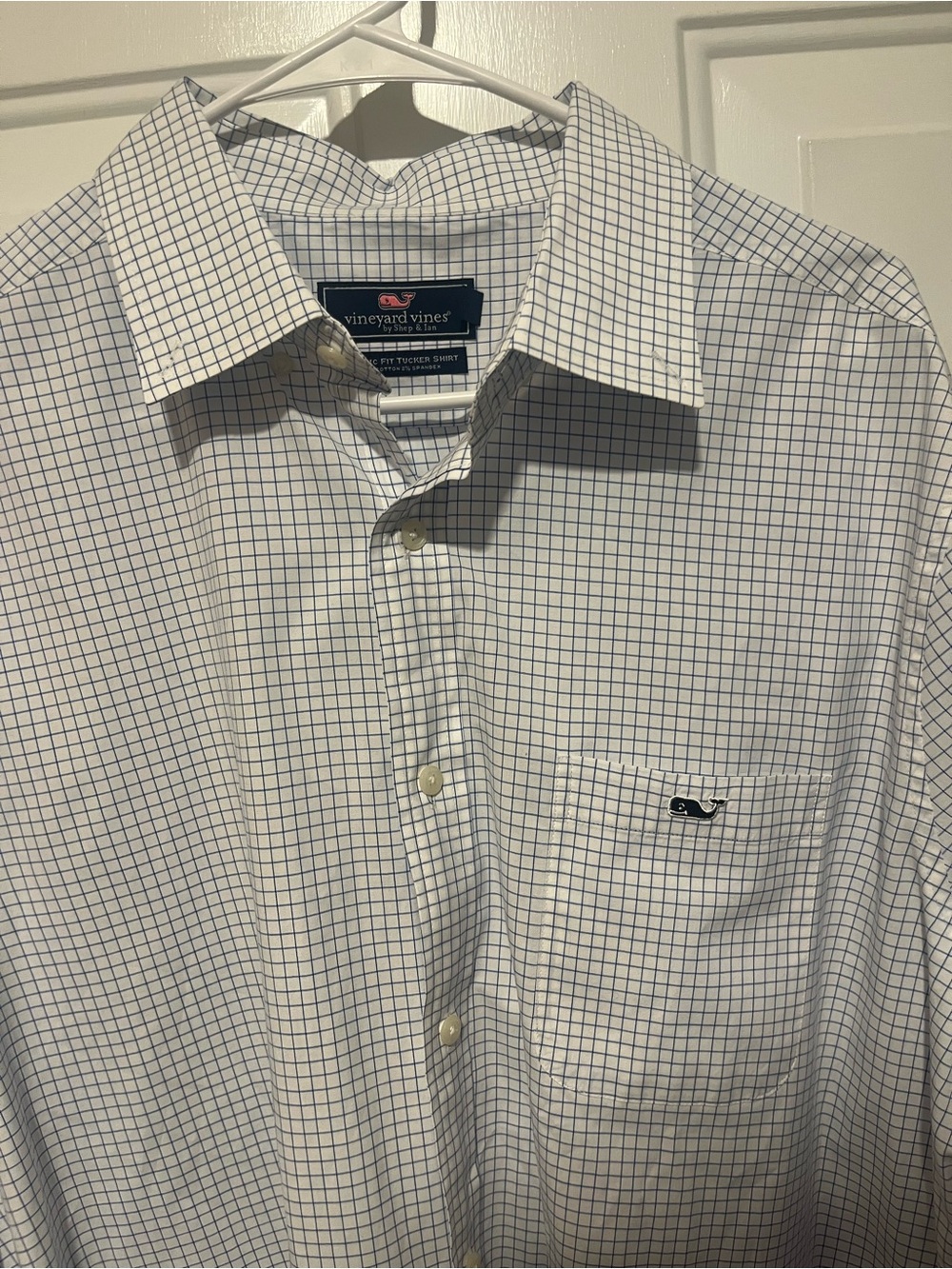 Vineyard Vines Classic Fit Tucker Shirt L/S White/Blue Checker - Men’s Large
